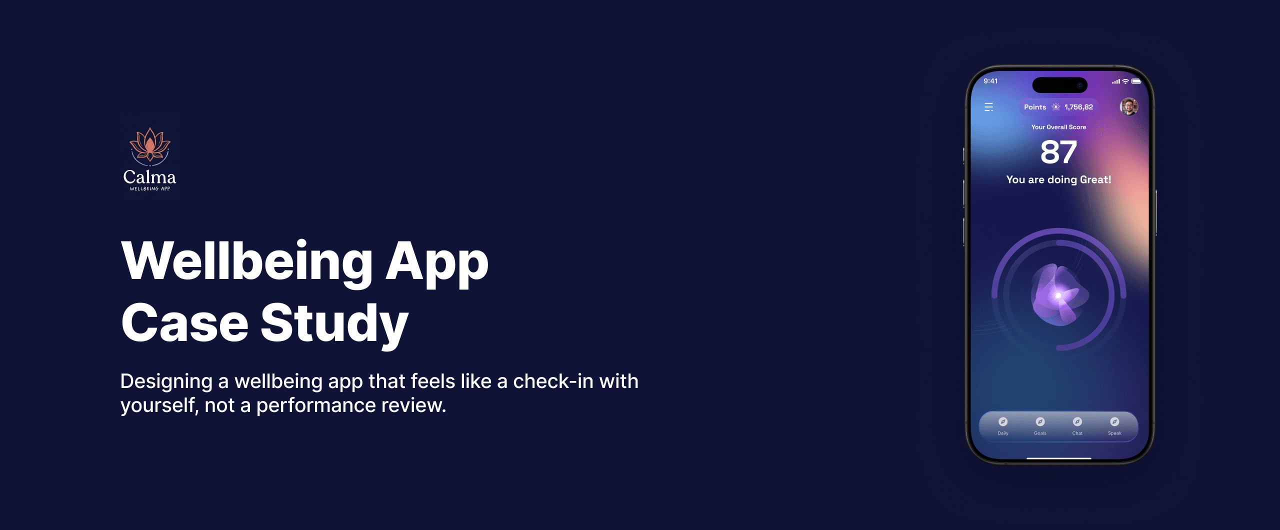 Calma — A wellbeing app that meets people where they are — short on time, low on energy, high on context.