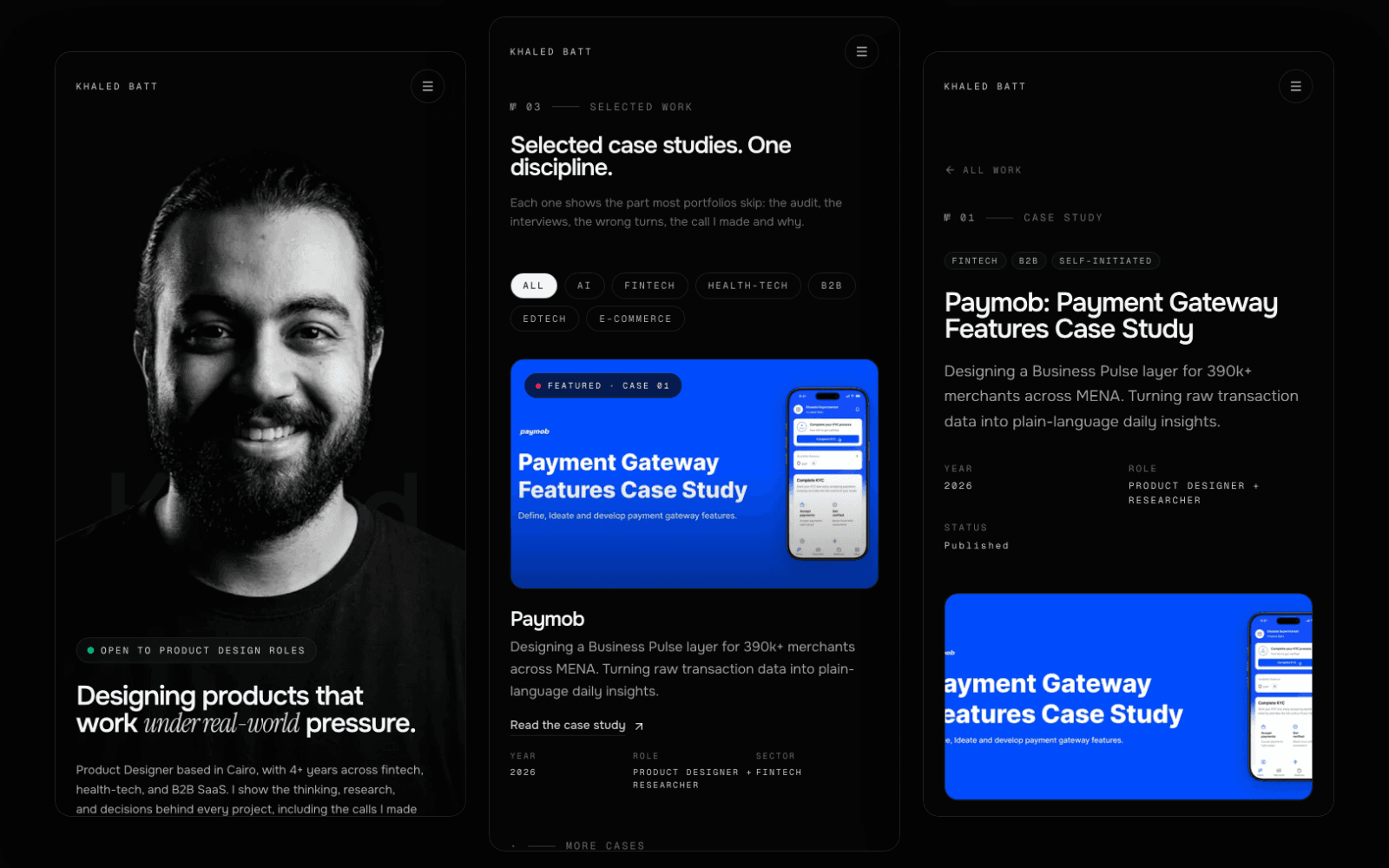 This Portfolio. I'm a designer, not a developer. I designed this site and built it end to end with Claude Code, from layout and components to deployment on Vercel.